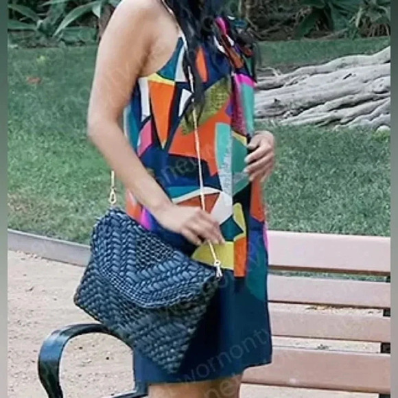 Trina Turk 100% Silk Abstract Print Halter Dress - Size 6 - Picture 1 of 8